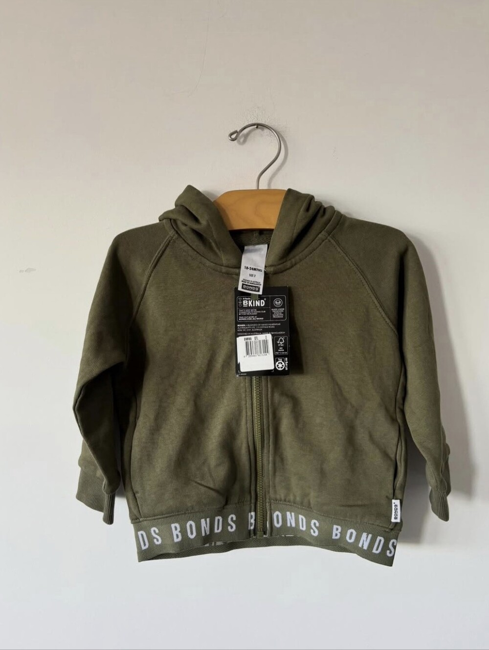 Bonds Kids Olive Green Zip Hoodie